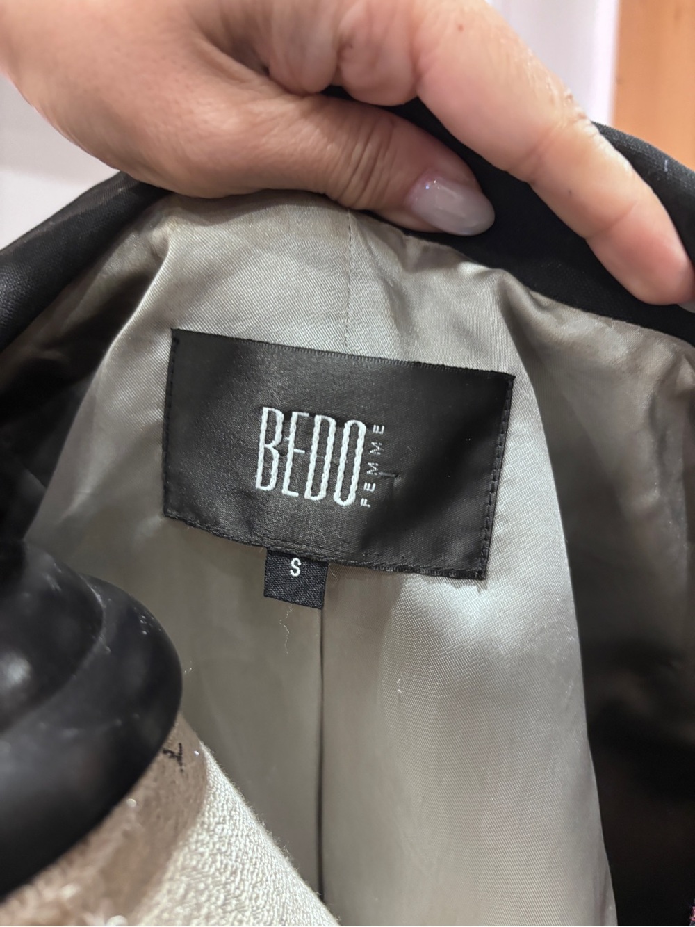 BEDO Femme Black Trench Coat | Size Small | Quiet Luxury | Classic 0615 - Picture 7 of 9